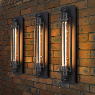 Vintage Industrial Iron Cage Edison Wall Light Fixture | Droventa