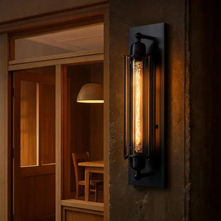 Vintage Industrial Iron Cage Edison Wall Light Fixture | Droventa