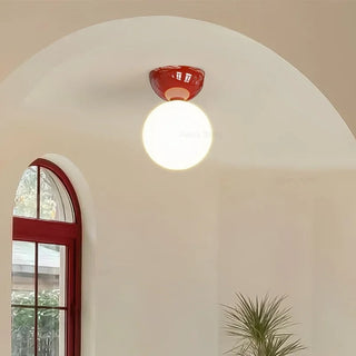 Vintage Glass Globe Semi Flush Ceiling Light | Roventha