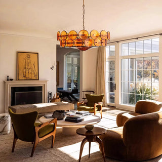 Amber Glass Disc Pendant Chandelier Light | Virelith