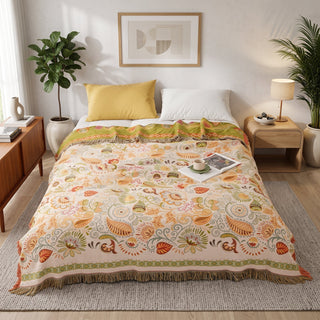 Boho Floral Cotton Decorative Throw Blanket | Parker