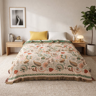 Boho Floral Cotton Decorative Throw Blanket | Parker