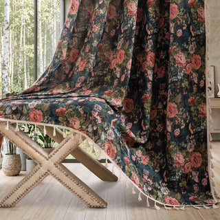 Botanical Blackout Floral Window Curtain Panel | Hawthorne