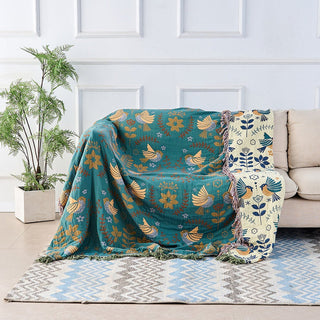 Reversible Cotton Nature Pattern Throw Blanket | Westbrook