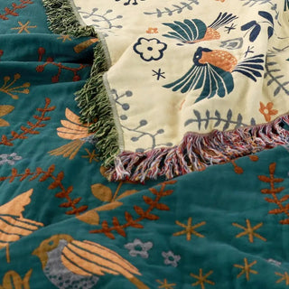 Reversible Cotton Nature Pattern Throw Blanket | Westbrook