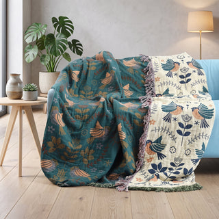 Reversible Cotton Nature Pattern Throw Blanket | Westbrook