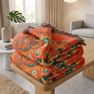Reversible Floral Throw Blanket for Sofa and Bed | Whitman