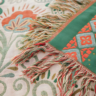 Boho Floral Cotton Decorative Throw Blanket | Parker