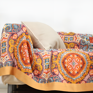 Boho Oriental Pattern Cotton Throw Blanket for Home | Whitaker