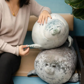 Round Plush Seal Pillow Toy Kids Nursery Decor | Palmer