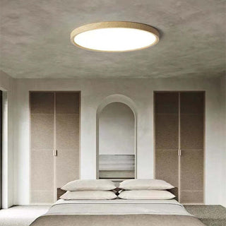 Round Wood Grain LED Flush Mount Ceiling Light | Virello