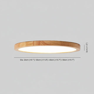Round Wood Grain LED Flush Mount Ceiling Light | Virello