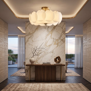 Scalloped Glass Flush Mount Ceiling Light Fixture | Brevique