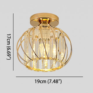 Vintage Glass Cage Flush Mount Ceiling Light Fixture | Brinvora