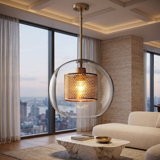 Nordic Glass Globe Pendant Hanging Ceiling Light Fixture | Orvenza