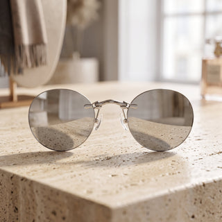 Round Rimless Clip On UV400 Vintage Sunglasses | Maddox