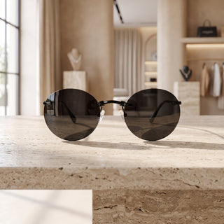 Round Rimless Clip On UV400 Vintage Sunglasses | Maddox