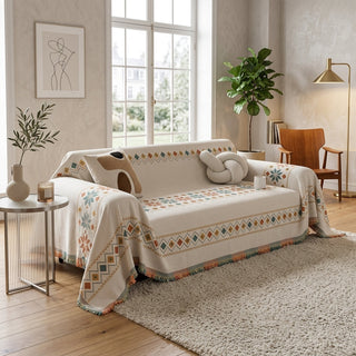 Boho Jacquard Non Slip Sectional Sofa Cover Protector | Alcott