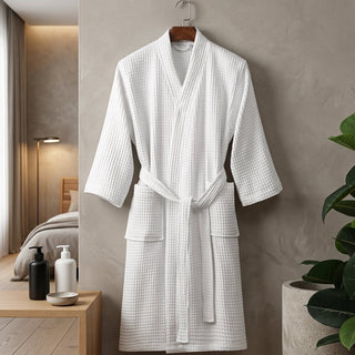 Lightweight Waffle Belted Everyday Home Relaxation Bathrobe | Mireston