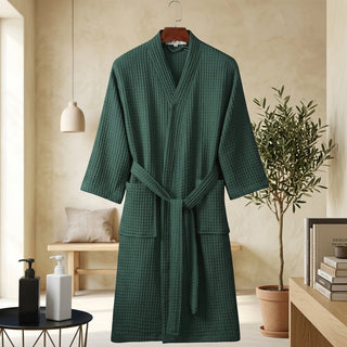Lightweight Waffle Belted Everyday Home Relaxation Bathrobe | Mireston