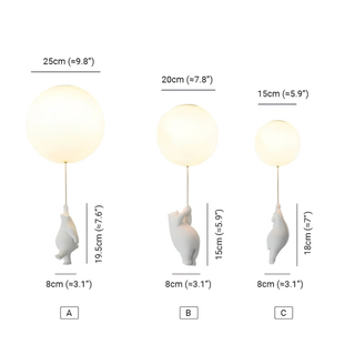Bear Balloon Pendant Ceiling Light For Kids Bedroom | Luminara
