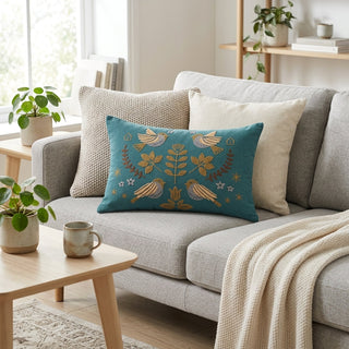 Floral Bird Decorative Pillow Cover for Sofa Bed | Bellamy