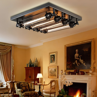 Industrial Vintage Flush Mount Ceiling Light Fixture | Lexington
