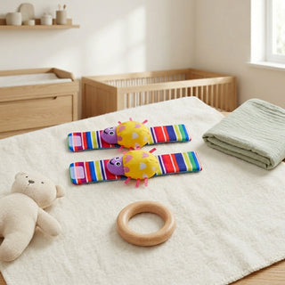 Soft Baby Rattle Socks And Wrist Straps Set With Animal Designs For Infant Sensory Development | Kirkland