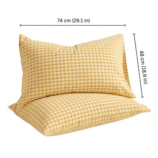 Soft Checkered Pillowcase Envelope Closure Bedding Cover | Ames