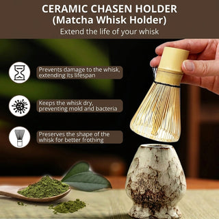 Ceramic Matcha Tea Set with Bamboo Whisk 6 Piece Japanese Bowls | Forrester