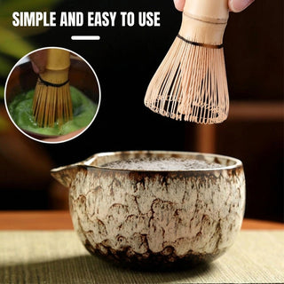Ceramic Matcha Tea Set with Bamboo Whisk 6 Piece Japanese Bowls | Forrester