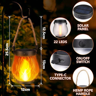 Waterproof Solar Lantern Lights for Outdoor Garden Patio Decor with Flame Effect | Gardner