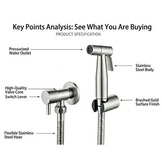Adjustable Bidet Sprayer For Toilet Hygiene With Stainless Steel Wall Holder | Gentry