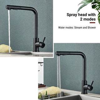 Stainless Steel Kitchen Faucet with Pull Out Spray Head and Ceramic Valve | Hensley