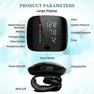 Rechargeable Wrist Blood Pressure Monitor with Voice Prompts and LCD Display | Hendricks