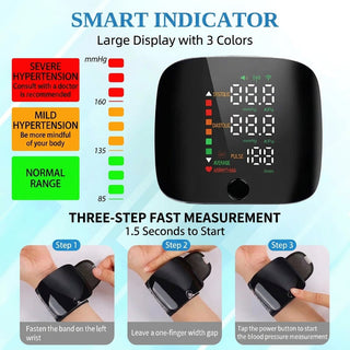 Rechargeable Wrist Blood Pressure Monitor with Voice Prompts and LCD Display | Hendricks