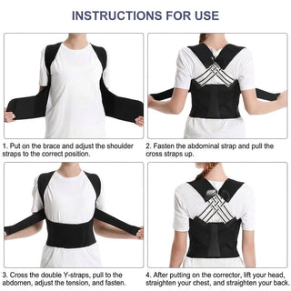 Adjustable Back Posture Corrector with Crossed Back Bands and Shoulder Support | Henley
