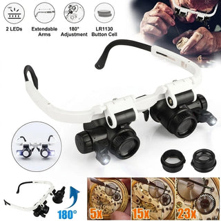 Hands Free Magnifying Headset With LED Illumination And Interchangeable Magnification Lenses For Detailed Tasks | Kerrigan