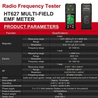 Portable 3 In 1 EMF Meter With LCD Display And High Precision Sensor For Electromagnetic Radiation Detection | Kingsley