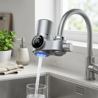 LED Display Faucet Water Filter With 500-Gallon Capacity And UV Blue Light | McArthur