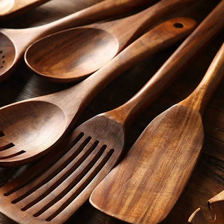 Teak Wood Kitchen Utensil 7 Piece Set With Sustainable Material And Ergonomic Design | Sterling