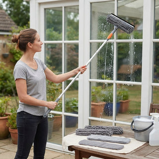 2 In 1 Telescopic Window Cleaner With Rotating Squeegee And 4 Replacement Pads | Woodward