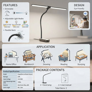 Dimmable Architect Desk Lamp With Neutral White Light And Flexible Neck | Woodbridge