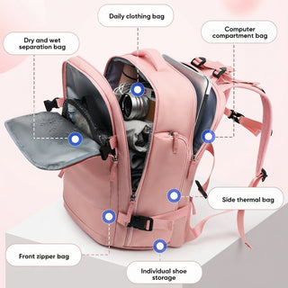 Waterproof Large Travel Backpack With Multiple Compartments USB Charging Port And Padded Straps | Yorke