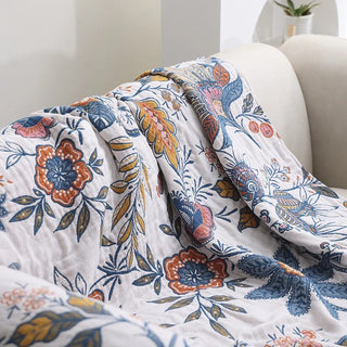 Floral Fringed Multi Purpose Sofa Throw Blanket | Ashbury