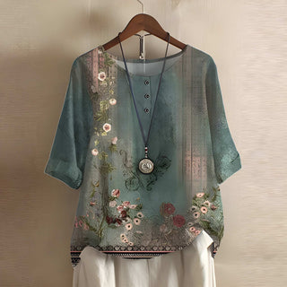 Women Blouse | Floral Embroidery | Loose Fit | Summer