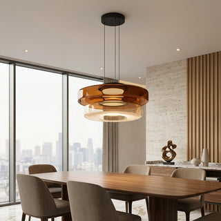 Layered Smoked Glass LED Pendant Hanging Light Fixture | Cirevon