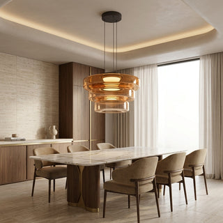 Layered Smoked Glass LED Pendant Hanging Light Fixture | Cirevon