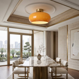 Bauhaus Amber Glass Semi Flush Ceiling Light | Aurevon