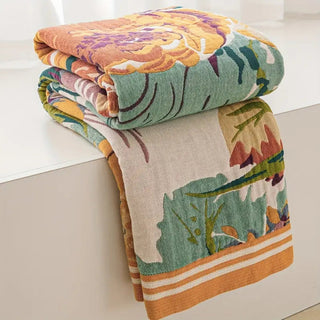 Floral Cotton Jacquard Summer Throw Blanket | Jefferson